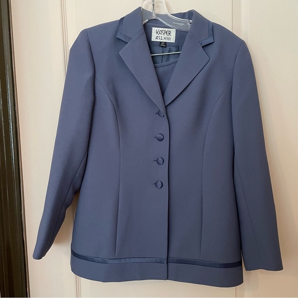 KASPER vintage grey/powder blue formal / dressy suit set with skirt 6P‎ - Picture 1 of 8